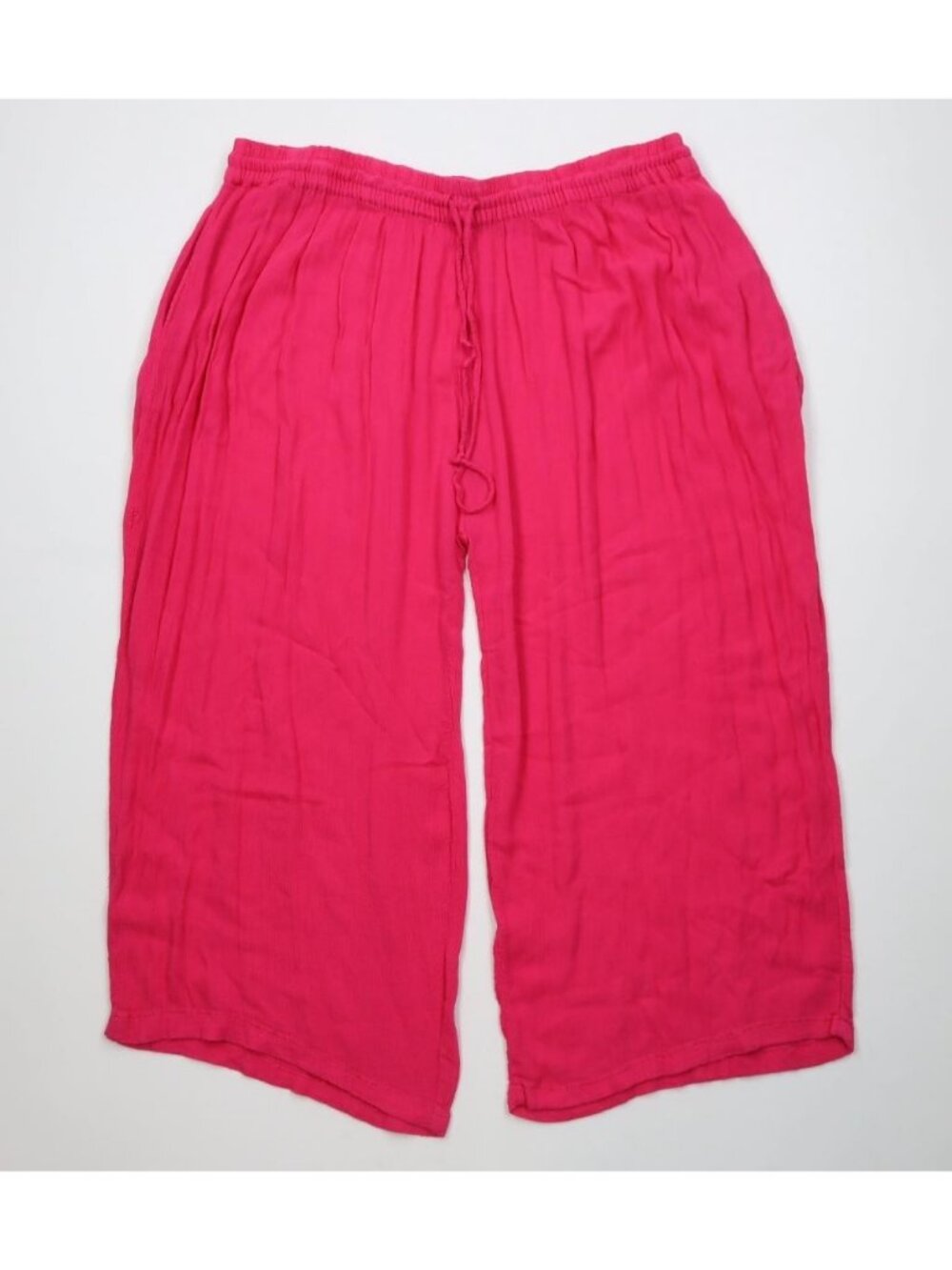 Vtg 90s Streetwear Womens 24 Gauzy Rayon Gabardine Wide Leg Capris Harem Pants
